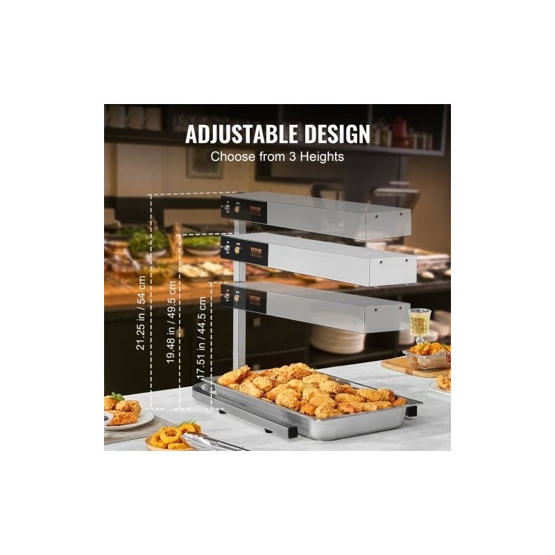 Pöytämallinen ranskanperunoiden lämpölaite 304-ruostumatonta terästä 750 W 40-50 °C