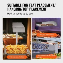 Pöytämallinen ranskanperunoiden lämpölaite 304-ruostumatonta terästä 750 W 40-50 °C