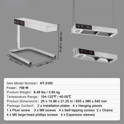 Pöytämallinen ranskanperunoiden lämpölaite 304-ruostumatonta terästä 750 W 40-50 °C
