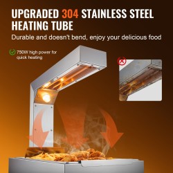 Ranskanperunoiden lämpölamppu 304 ruostumatonta terästä 750W 40–50°C pöytämalli