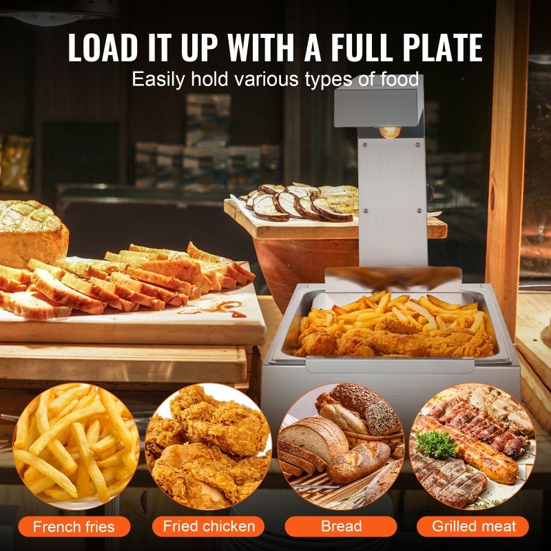 Ranskanperunoiden lämpölamppu 304 ruostumatonta terästä 750W 40–50°C pöytämalli