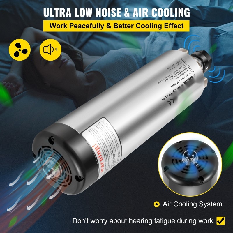 Ilmakylmä karamoottori 2,2 kW ER20 220 V neljällä laakerilla CNC-jyrsintään