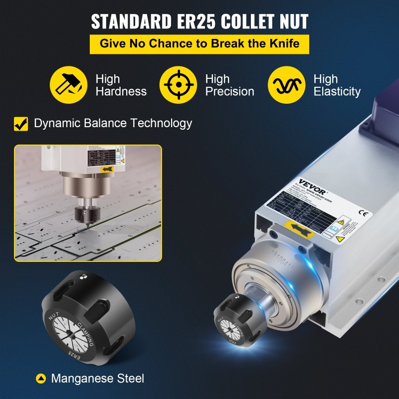 Ilmajäähdytteinen kara 4 kW ER25-istukalla 220 V jyrsintään
