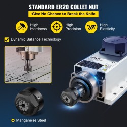 Ilmajäähdytteinen karamoottori 2,2 kW 220 V ER20-istukka 24000 r/min CNC-jyrsintään