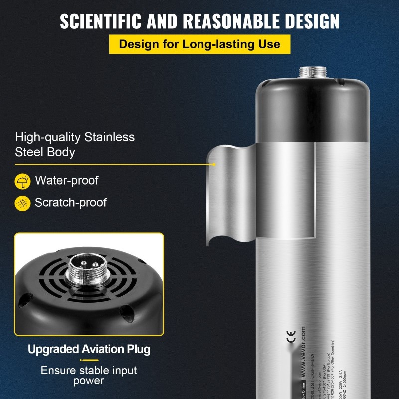 Ilmajäähdytteinen 0,8 kW karamoottori ER11-istukalla 12000–24000 R/min jyrsintään kaiverrukseen ja hiontaan