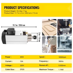 Ilmajäähdytteinen karamoottori 3 kW 220V ER20-istukka nelilaakeroinen alumiinirunko