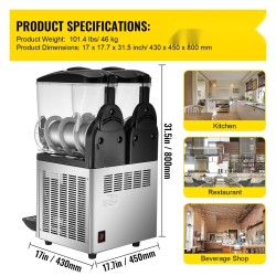 Slush kone 2 x 15 L ruostumatonta terästä ammattikäyttöön