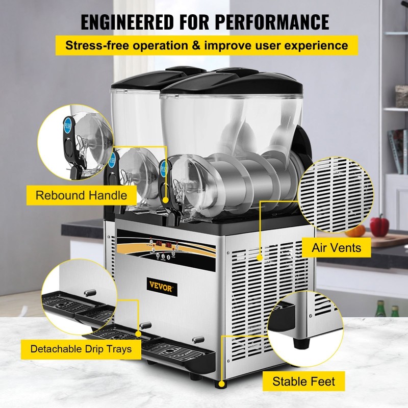 Slush-kone 2 x 15 L ruostumatonta terästä ammattikäyttöön