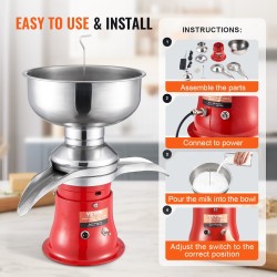 Sähköinen kermanerotin 304 ruostumaton teräs 5 l kulho 100 l tunnissa