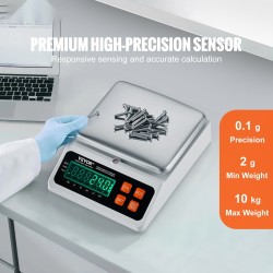 Teollinen laskentavaaka 10 kg 0,1 g ruostumaton teräsalusta osille ja kolikoille