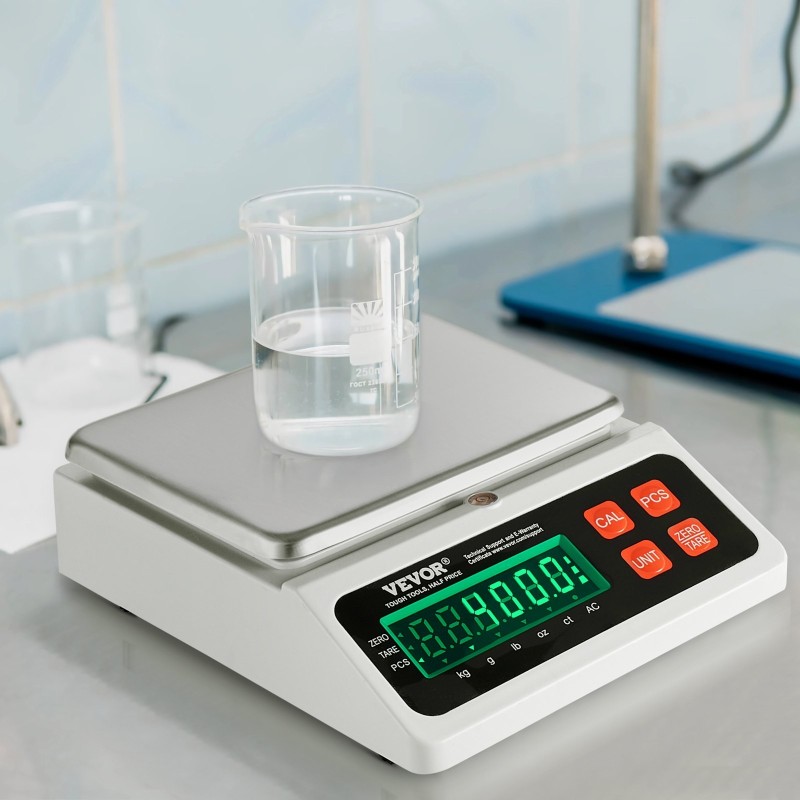 Teollinen laskentavaaka 10 kg 0,1 g ruostumaton teräsalusta osille ja kolikoille