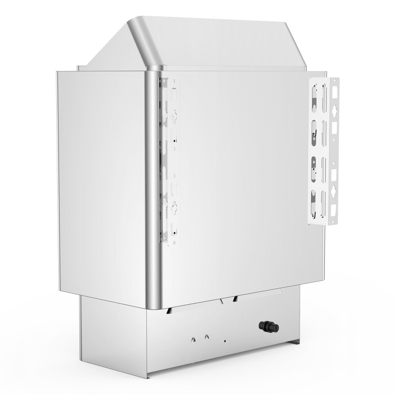 Sähkökiuas 9 kilowattia 380–415 volttia seinäasennettava ruostumaton teräs kuiva- ja märkäsaunaan