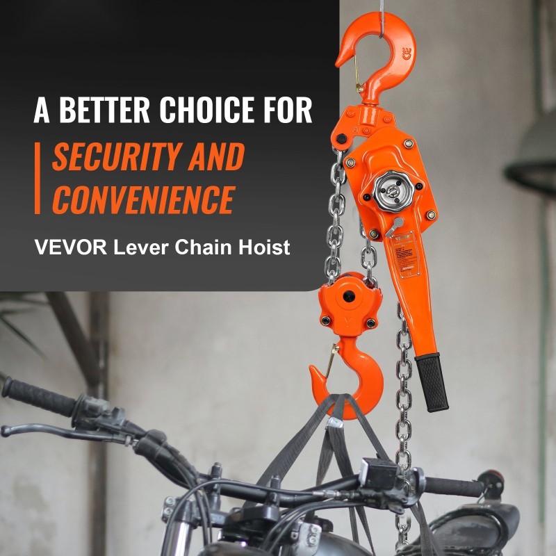 Manuaalinen vipuketjunostin 6t G80-galvanoitu hiiliteräs 6,1m 360° kääntyvä koukku Weston-kaksiratasjarru