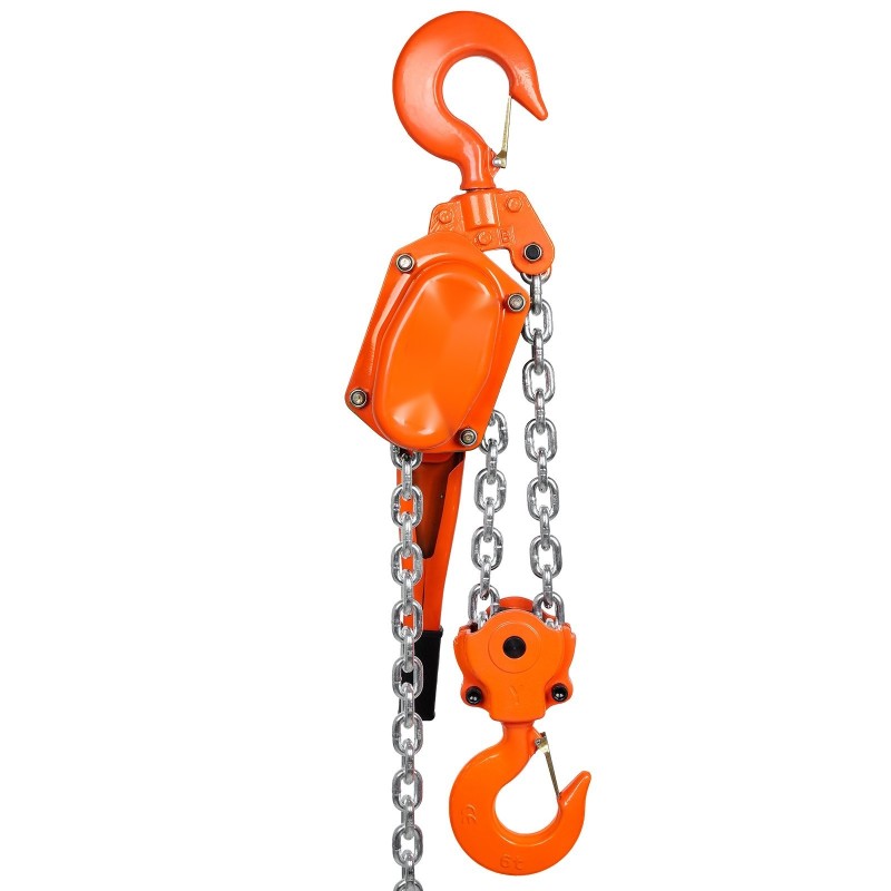 Manuaalinen vipuketjunostin 6t G80-galvanoitu hiiliteräs 6,1m 360° kääntyvä koukku Weston-kaksiratasjarru