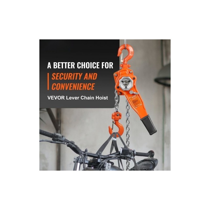 Vipuketjutalja 748 kg G80-luokan galvanoitu hiiliteräsketju 3,1 m Weston-kaksoiskynsijarru 360 asteen koukku