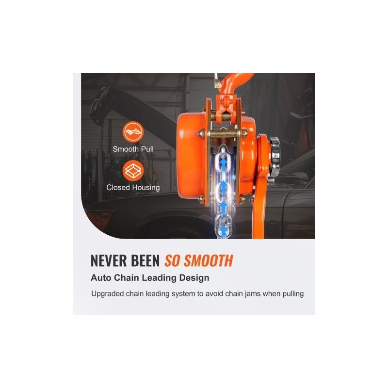 Vipuketjutalja 748 kg G80-luokan galvanoitu hiiliteräsketju 3,1 m Weston-kaksoiskynsijarru 360 asteen koukku