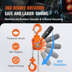 Käsikäyttöinen vivullinen ketjutalja 0,25 t 1,4 m G80 sinkitty hiiliteräsketju