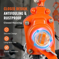 Manuaalinen viputalja 250 kg G80-sinkitty ketju seosteräsrunko Weston-jarru 360° koukku