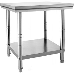 Ruostumaton teräksinen valmistelupöytä 60x76x80 cm NSF sertifioitu korkeussäädettävä alahylly säädettävät jalat 700 paunaa