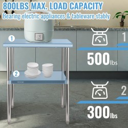 Valmistelupöytä ruostumattomasta teräksestä 76x76x91 cm säädettävällä alahyllyllä ja säädettävillä jaloilla