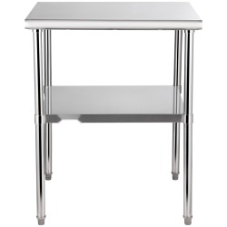 Valmistelupöytä ruostumattomasta teräksestä 76x76x91 cm säädettävällä alahyllyllä ja säädettävillä jaloilla