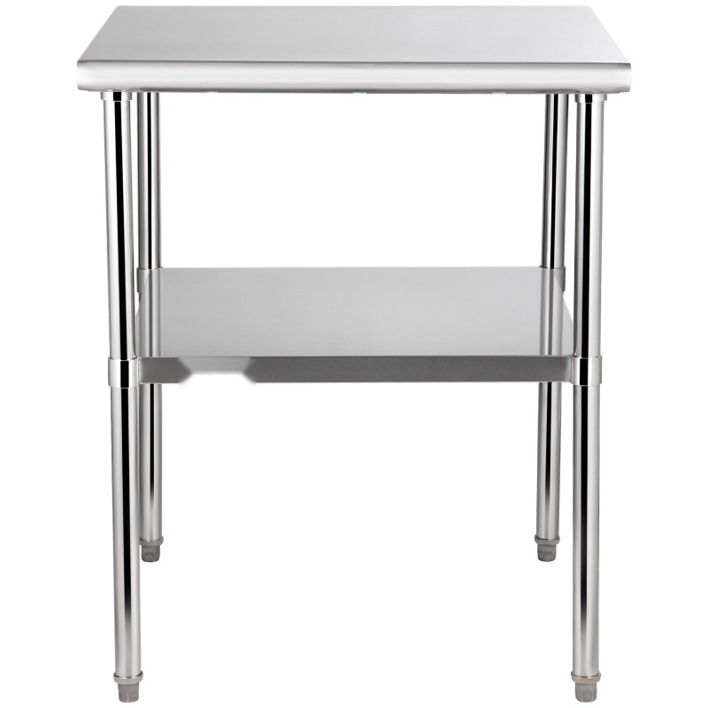 Valmistelupöytä ruostumattomasta teräksestä 76x76x91 cm säädettävällä alahyllyllä ja säädettävillä jaloilla