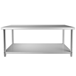 Ruostumattomasta teräksestä valmistettu valmistelupöytä 183x76x86 cm 249,5 kg kantavuus säädettävällä alatasolla