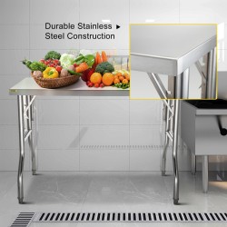 Ruostumaton teräs taittuva työtaso 122 × 61 cm säädettävillä jaloilla