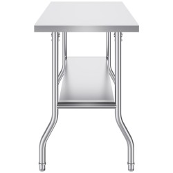 Työpöytä ruostumattomasta teräksestä taittuva 122 cm leveä 61 cm syvä 350 kg