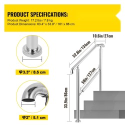 Portaankaide 304-ruostumattomasta teräksestä 4–5 portaalle säädettävä kulma 0–45° sisä- ja ulkokäyttöön