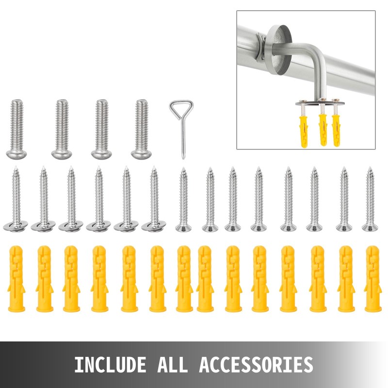 Seinään asennettava porraskaide 304-ruostumatonta terästä kuusi jalan kolme kiinnikettä