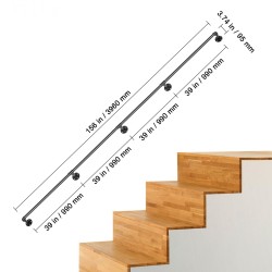 Porraskaide hiiliterästä 3,96 m musta 200 kg kantavuudella