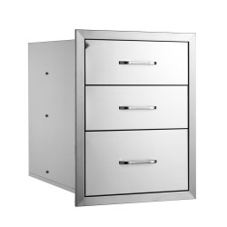 Ulkokeittiön ruostumaton teräs 3-tasoinen laatikosto 458x521x588 mm