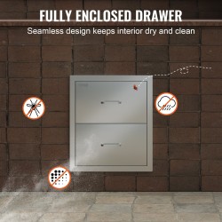 Ulkokeittiön kaksitasoinen upotettava laatikosto ruostumattomasta teräksestä 451 x 514 x 310 mm