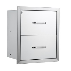 Ulkokeittiön kaksitasoinen upotettava laatikosto ruostumattomasta teräksestä 451 x 514 x 310 mm