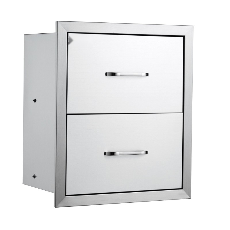 Ulkokeittiön kaksitasoinen upotettava laatikosto ruostumattomasta teräksestä 451 x 514 x 310 mm