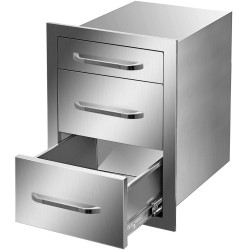 Laatikosto ruostumattomasta teräksestä 3 tasoa ulkokeittiöön 356x516x588 mm