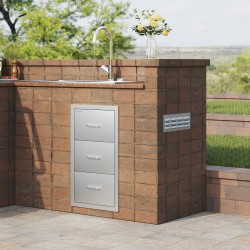 Laatikosto ruostumattomasta teräksestä kolmikerroksinen ulkokeittiöön liukukiskoilla täysin koteloitu