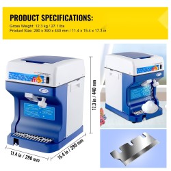 Jäähilekone 120 kg tunnissa 250 W ABS-muovi ruostumaton teräs ammattilaiskäyttöön