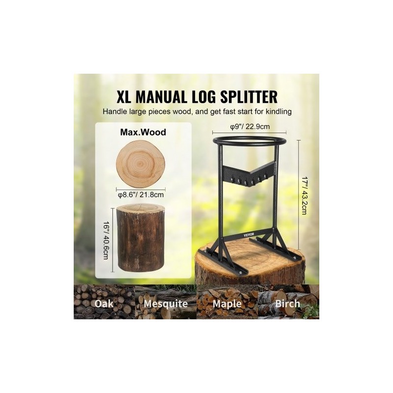 Manuaalinen XL puunkatkaisija jauhemaalattu teräsrunko V-muotoinen terä 21,8 cm