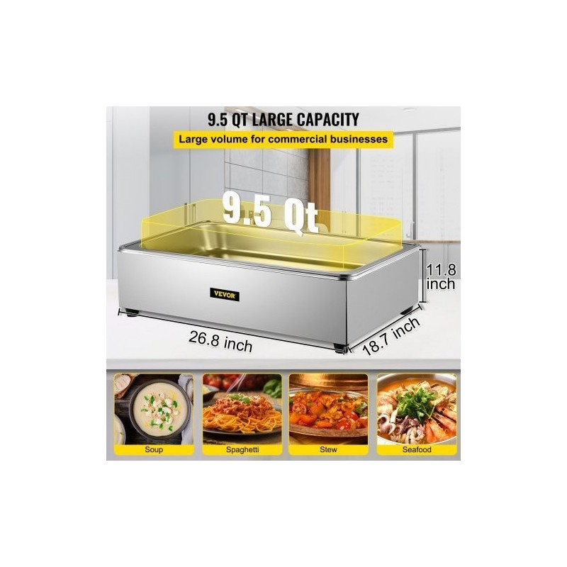 Täysikokoinen 1-säiliöinen sähköinen ruoanlämmitin 9 l ruostumatonta terästä ravintoloihin
