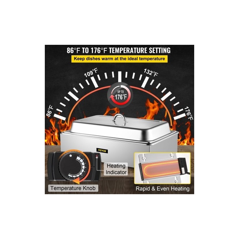 Täysikokoinen 1-säiliöinen sähköinen ruoanlämmitin 9 l ruostumatonta terästä ravintoloihin