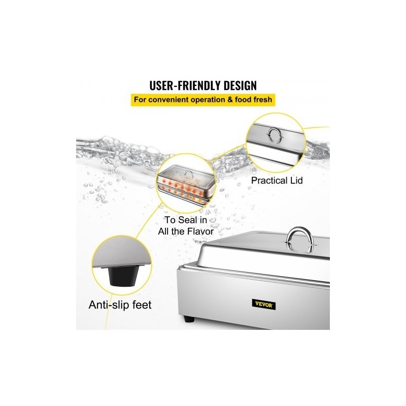 Täysikokoinen 1-säiliöinen sähköinen ruoanlämmitin 9 l ruostumatonta terästä ravintoloihin