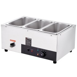 Sähköinen bain marie ruoanlämmitin ruostumattomasta teräksestä 3 kpl 8 qt ruokapataa