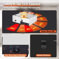 Sähköinen pöytämallinen ruokalämmitin kuusi teräskattilaa ruostumaton teräs vesikylpy buffettikäyttöön