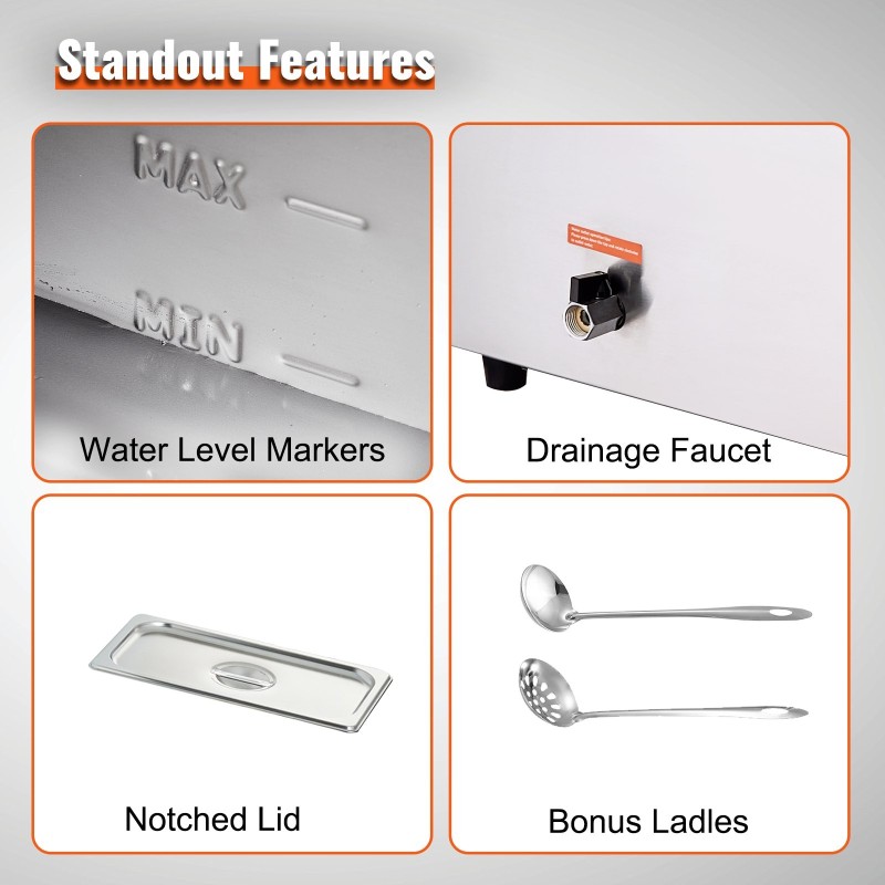 Sähköinen pöytämallinen ruokalämmitin kuusi teräskattilaa ruostumaton teräs vesikylpy buffettikäyttöön