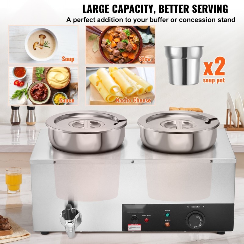 Sähköinen keittolämmitin ruostumatonta terästä kaksiosainen buffet ja ammattikeittiöön