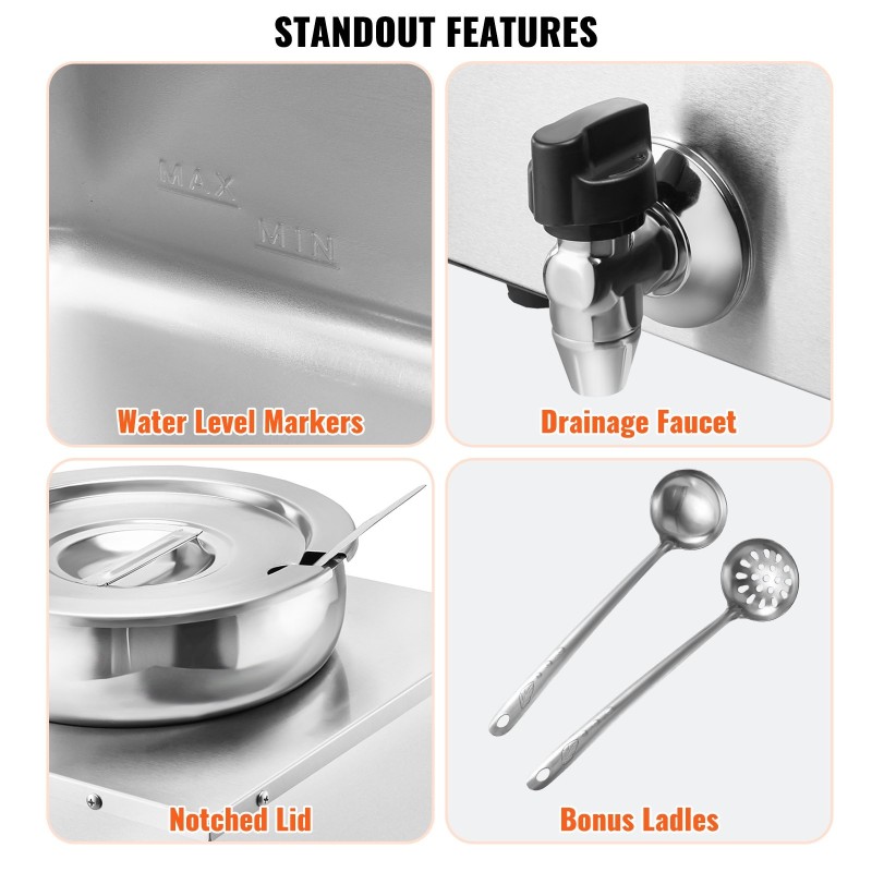 Sähköinen keittohaude ruostumatonta terästä neljä seitsemän litran astiaa noutopöytiin