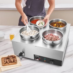 Sähköinen keittohaude ruostumatonta terästä neljä seitsemän litran astiaa noutopöytiin