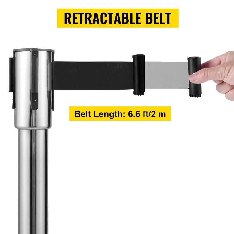 Jono-ohjainpylvässetti ruostumatonta terästä ja rautaa 2 kpl musta 2 m sisäänkelautuva nauha